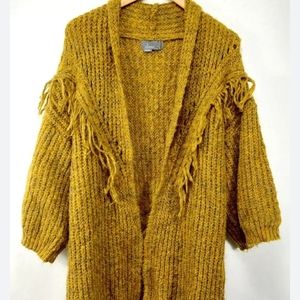 Mustard yellow fringe Cardigan from Anthropologie O/S
